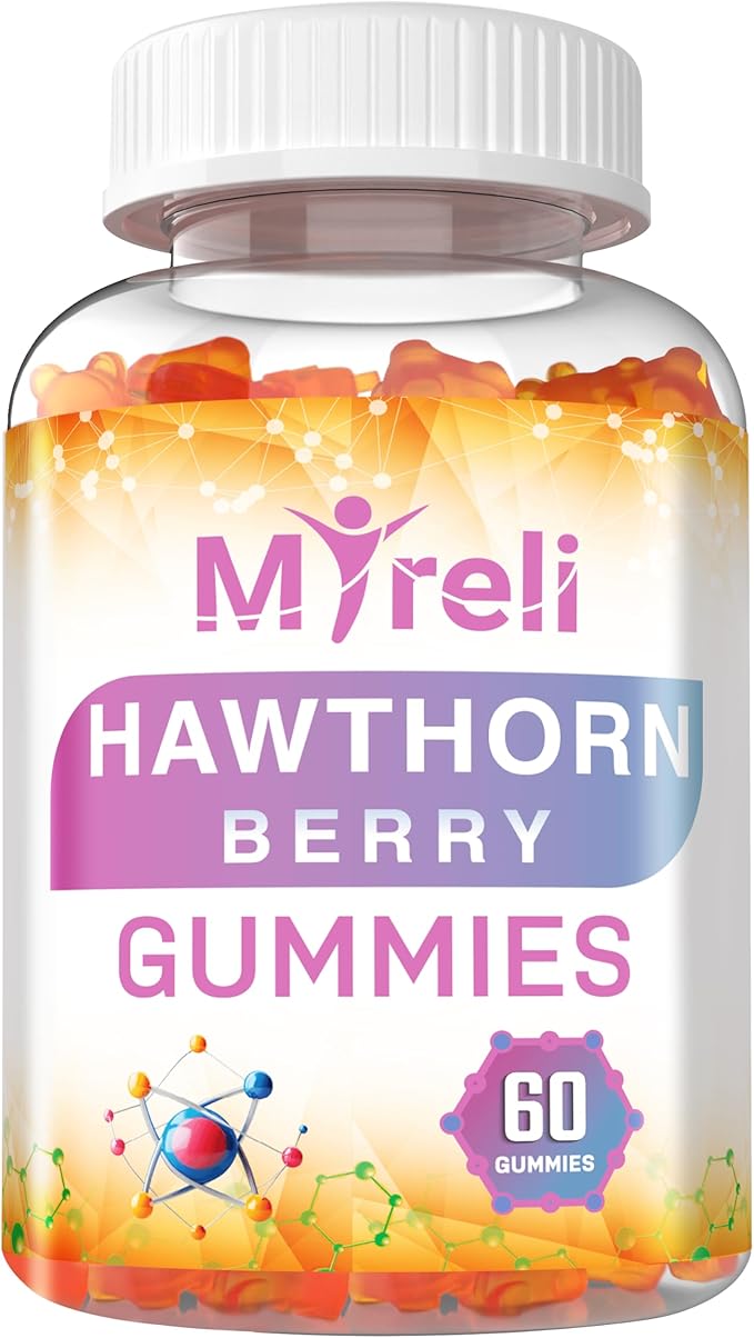 Hawthorn Berry Gummies 1000mg - Vegan-Friendly Supplement in Gummy, Gluten-Free Soy-Free Dairy-Free Non-GMO, Plant-Based & Clean Formula for Everyday Balance, Arterial Function Support, 60 Chewables