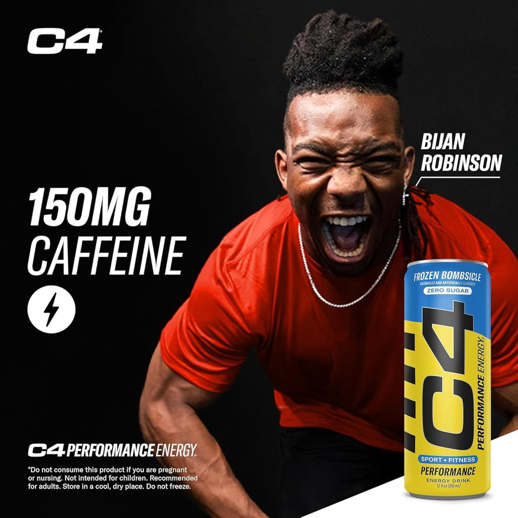 Cellucor C4 Energy Drink POPSICLE Variety Pack, Carbonated Sugar Free Pre Workout Performance Drink, 4 Flavors - Grape & Cherry Popsicle, Strawberry Watermelon Ice, Frozen Bombsicle, 12 Oz Pack of 12
