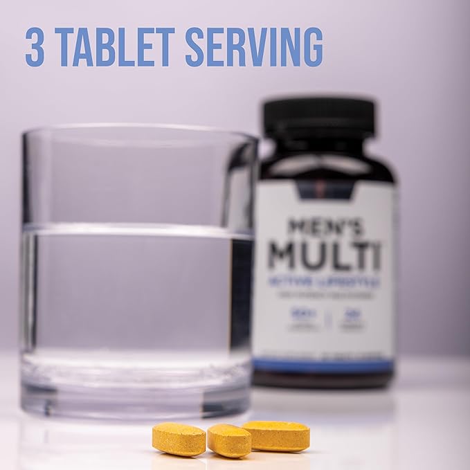 Rule1 Men's Multi - Men's Daily Vitamins, Essential Minerals, Superfoods, Digestive Enzymes, Amino Acids, & Antioxidants for Active Lifestyles and Wellness Support (90 Tablets, 30 Day Supply)