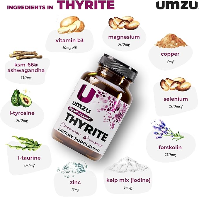 UMZU Thyrite Thyroid Support Supplement, 30 Day Supply – Magnesium Zinc Copper Iodine Selenium and Adaptogenic Herbs Formula – Supports Metabolism Energy and Daily Wellness for Balanced Daily Support
