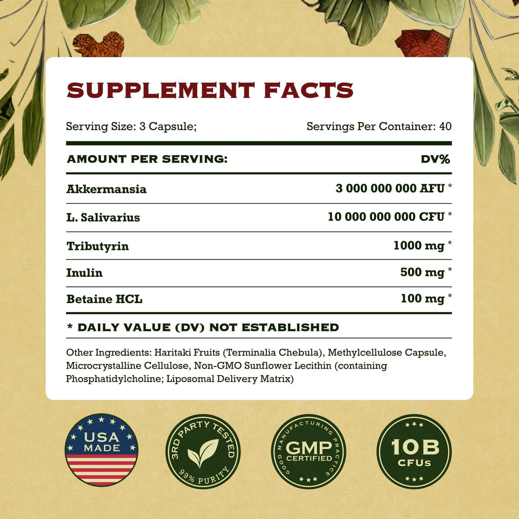 Akkermansia Muciniphila Probiotics and Prebiotics - GLP 1 Booster w/Lactobacillus Salivarius | Fiber Supplement Gut Health & Digestive Health | Women Probiotic Akkermansia Light
