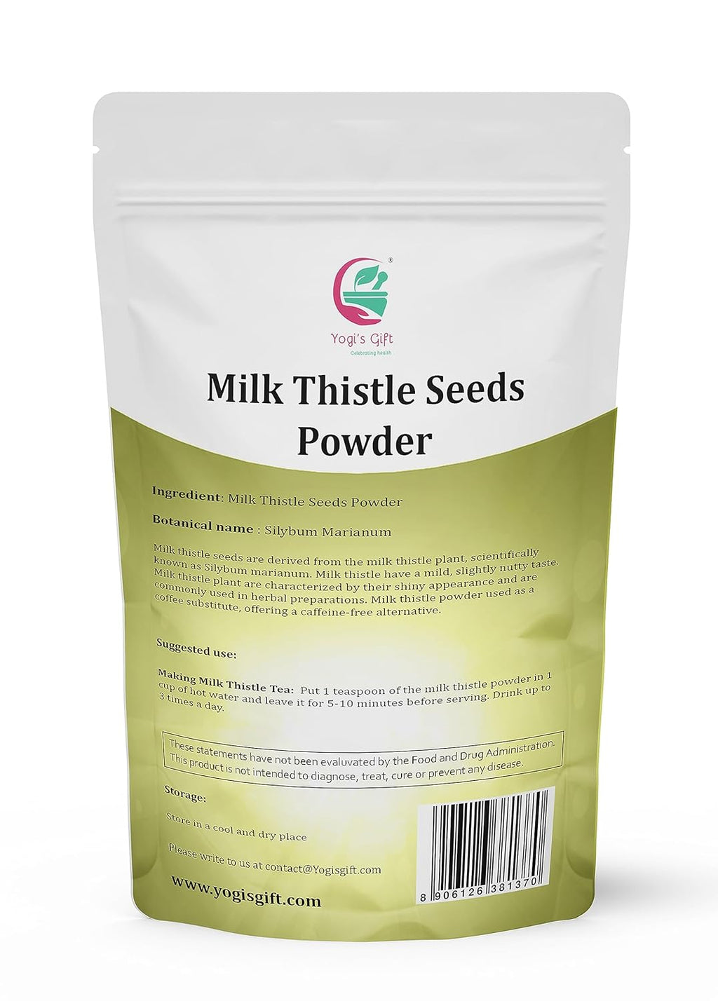 Milk Thistle Seed Powder 1 LB | Rich in Silymarin | by Yogi's Gift®