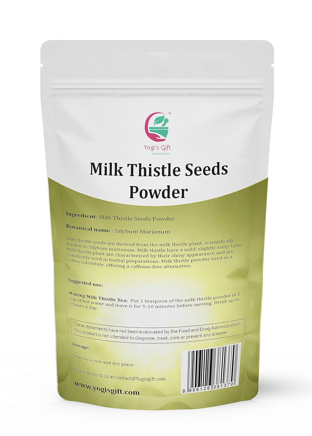 Milk Thistle Seed Powder 1 LB | Rich in Silymarin | by Yogi's Gift®