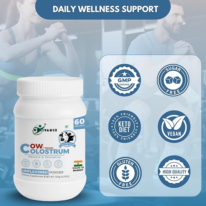Cow Colostrum Powder Unflavored | Natural Bovine Colostrum for Everyday Wellness | Supports Gut Balance, Skin and Body Nutrition | Keto & Gluten-Free | 60 Servings