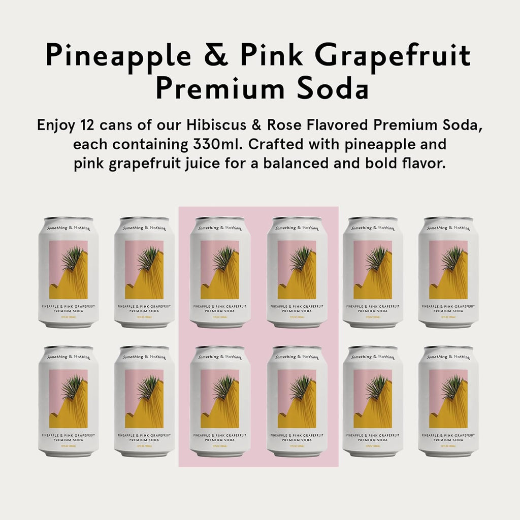 Something & Nothing Pineapple & Pink Grapefruit Flavoured Sparkling Water | Lightly Carbonated, Full Flavoured with Grape & Lemon Juice | Vegan & Low Calorie Soda | 12 Fl Oz Cans (Pack of 12)