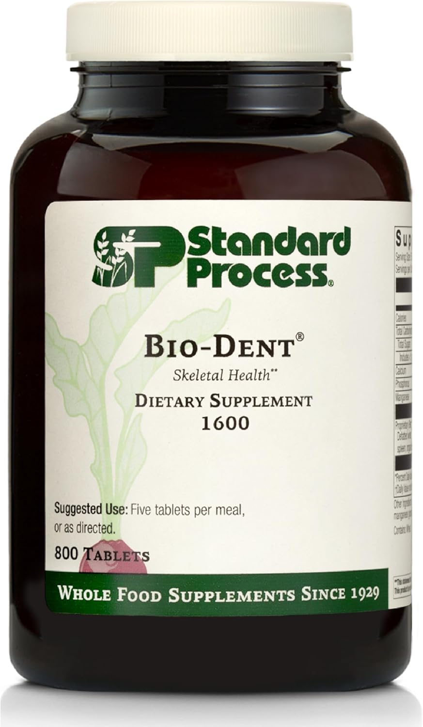 Standard Process Inc. Bio-Dent - Whole Food Supplement for Skin, Muscle, and Bone Health - Calcium, Licorice Root, Manganese, Phosphorus - 800 Tablets