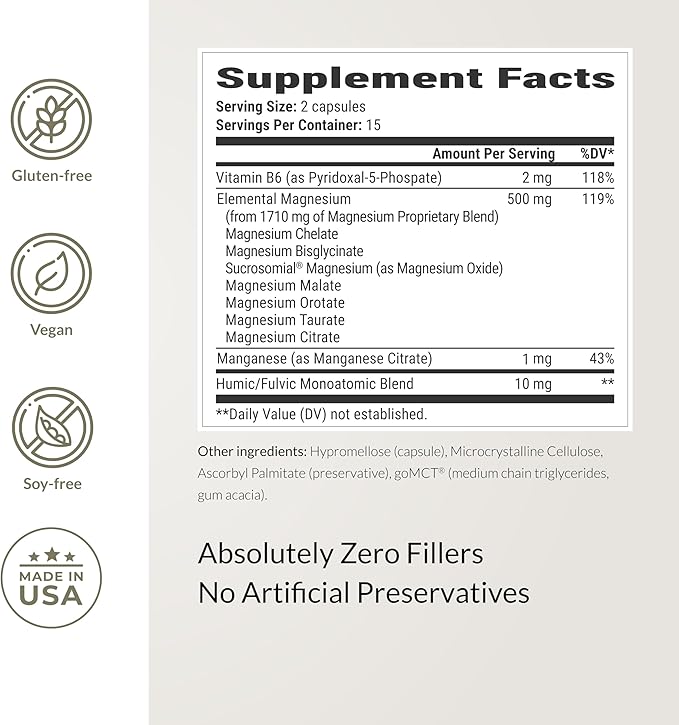 BIOptimizers Magnesium Breakthrough Supplement with 500mg - 7 Forms of Magnesium: Glycinate, Malate, Citrate, and More - Natural Support for Sleep and Cognitive Function -30 Capsules- Calming Vitamins