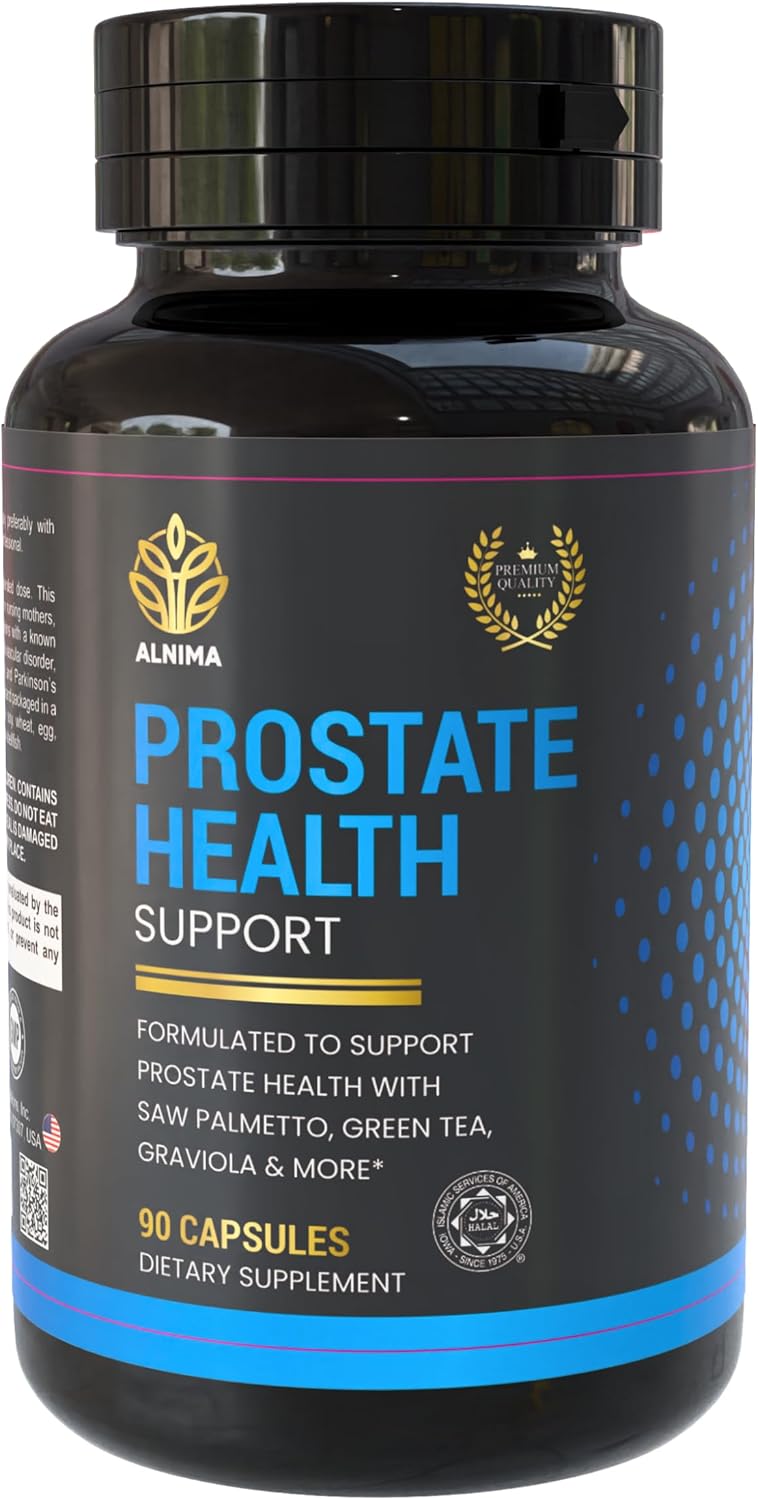 Prostate Support Supplement for Men – Halal Certified, Saw Palmetto, Beta-Sitosterol, Pygeum, Zinc, Selenium – Urinary & Prostate Health – 3 Capsules Daily – 60 Capsules