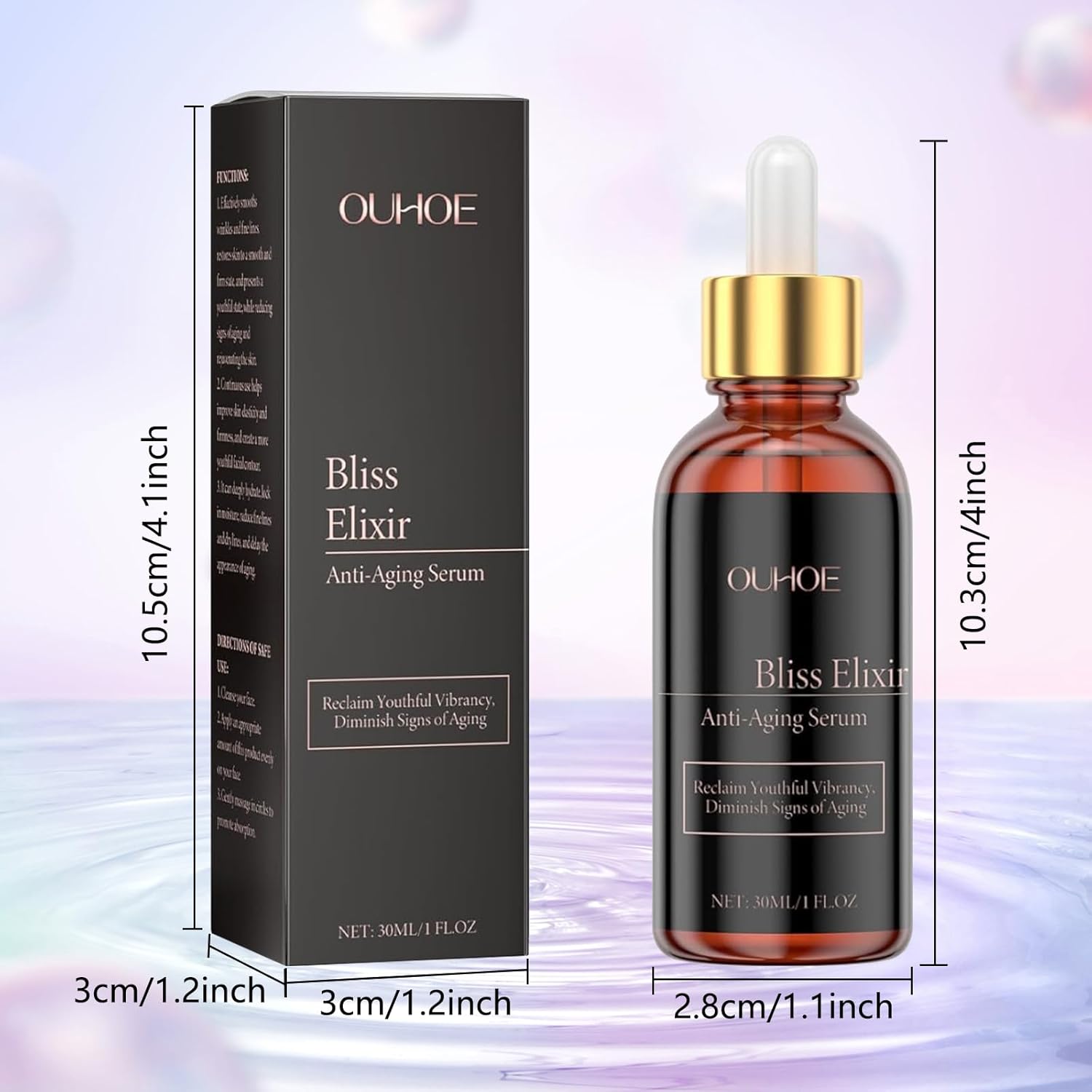 2pc Facial Serum with Glycerin and Peptides - Formula to Help Reduce Appearance of Fine Lines, Improves Skin Elasticity, Anti-Aging Serum for Face, Hydrating & Firming Face Serum