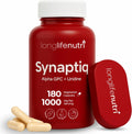 Synaptiq 1000mg (Alpha GPC + Uridine Monophosphate 600mg/400mg) - Nootropic Choline Supplement, 180 Vegetarian Capsules, 3-Month Supply, For Focus & Productivity, GMP Certified, Made in USA