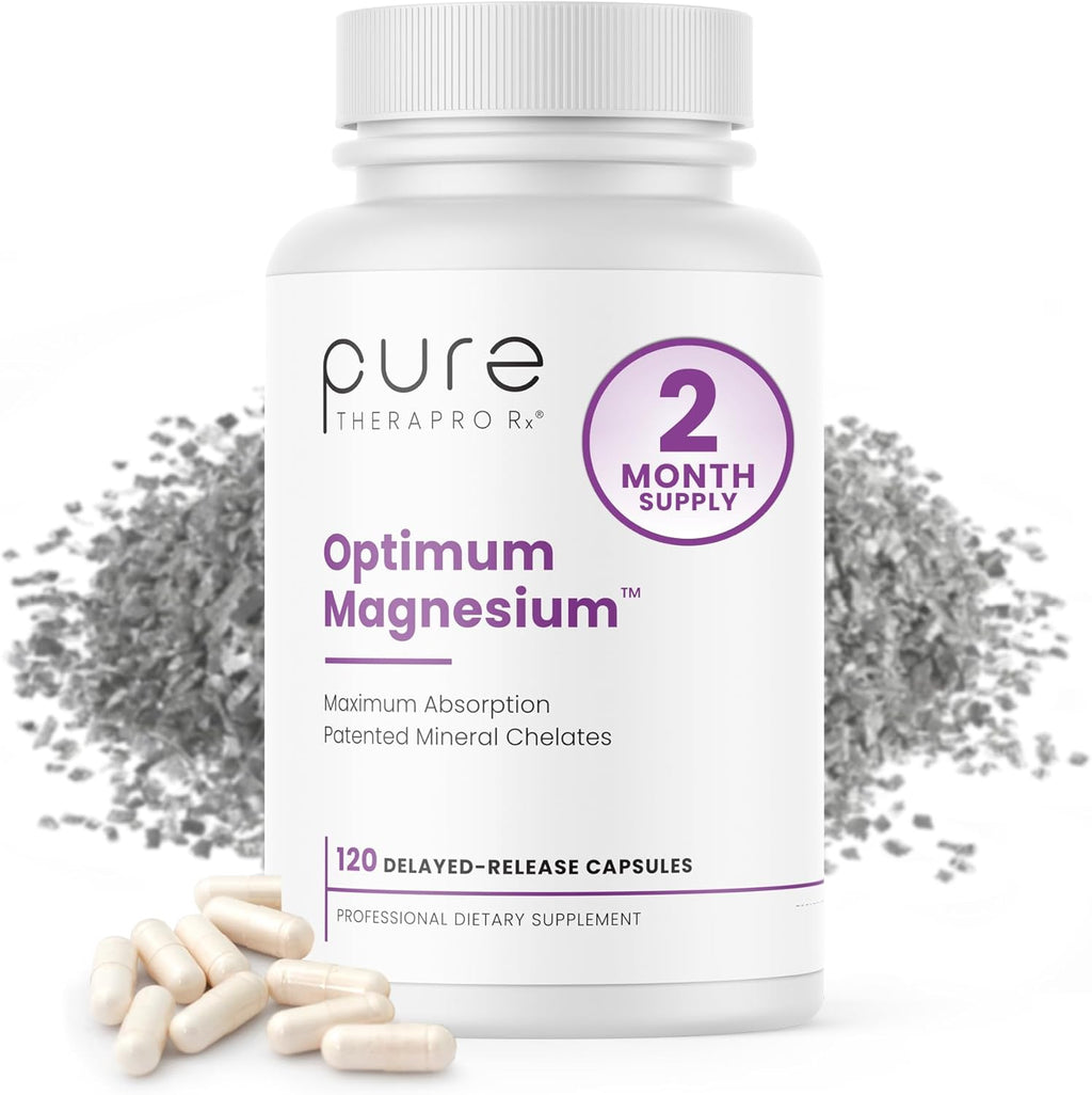 Pure TheraPro Rx Optimum Magnesium Lysinate Glycinate & Di-Magnesium Malate, Made in USA | 2 Month Supply | Chelated for Maximum Absorption, Supports Bone Health & Energy, Non-GMO