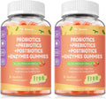 (2 Packs) Totaria Sugar Free 5-in-1 Probiotic Prebiotic Postbiotic Gummy, Probiotics for Women Men with Digestive Enzymes, Peppermint, Complete Immune, Gut & Digestive Support, Vegan Strawberry Flavor