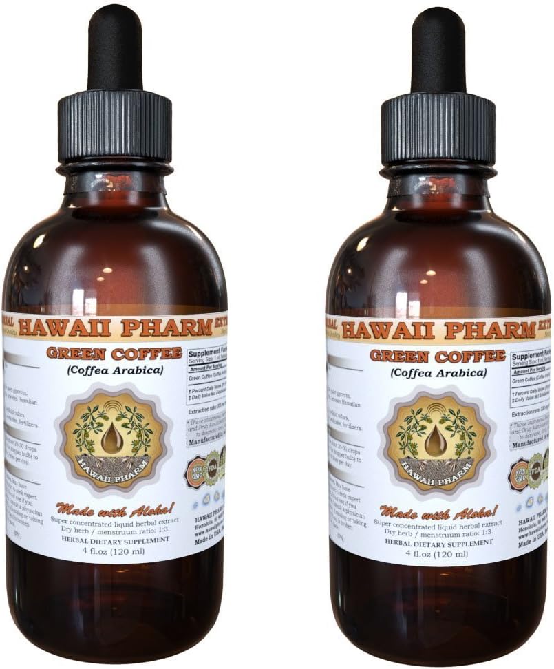 Green Coffee Liquid Extract, Green Coffee (Coffea Arabica) Bean Powder Tincture Supplement 2x4 oz