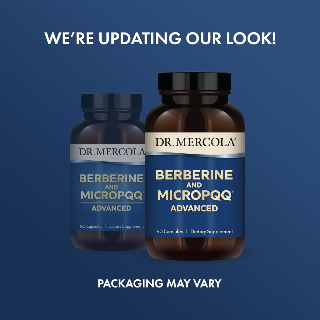 Dr. Mercola Berberine and MircoPQQ Advanced - Offers Metabolic, Mitochondrial, Brain & Immune Support - GMO-Free, Gluten-Free & Soy-Free - 90 Capsules (90 Servings)