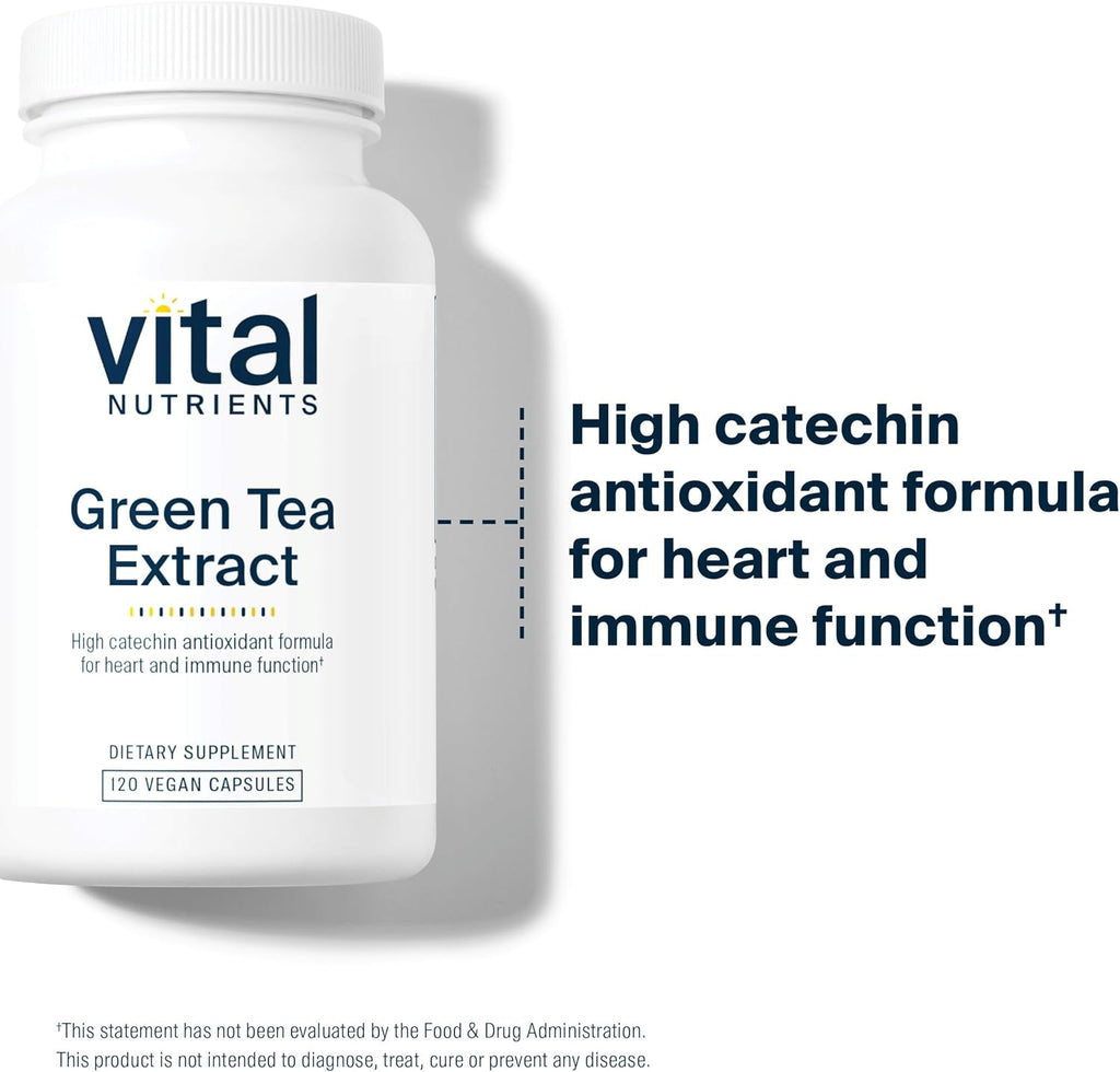 Vital Nutrients Green Tea Extract 550mg | Potent Antioxidant for Heart & Immune Health* | Polyphenols Supplement with EGCG | Gluten, Dairy, Soy Free | Non-GMO | 120 Capsules