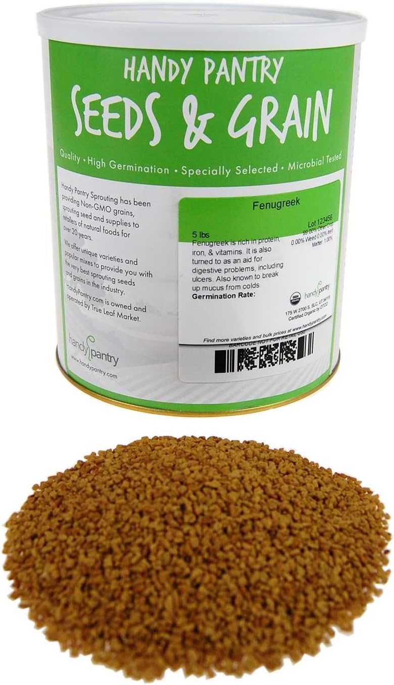 Organic Fenugreek Sprouting Seeds - Seeds for Planting, Hydroponics, Growing Sprouts, Grinding For Spices & More (5 Lb)