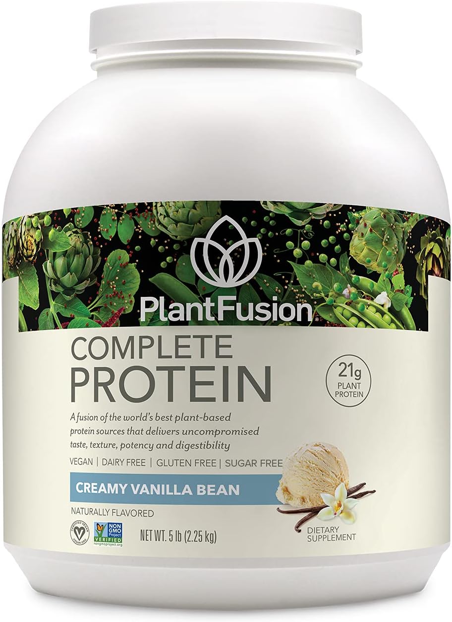 PlantFusion Complete Vegan Protein Powder - Plant Based Protein Powder with BCAAs, Digestive Enzymes and Pea Protein - Keto, Gluten Free, Soy Free, Non-Dairy, No Sugar, Non-GMO - Vanilla Bean 5lb Bulk