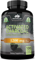 Activated Charcoal Capsules - 1,200 mg Highly Absorbent Helps Alleviate Gas & Bloating Promotes Natural detoxification Derived from Coconut Shells - per Serving - 100 Vegan Capsules