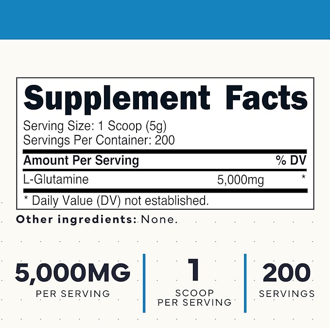 Type Zero L Glutamine Powder, 200 Servings of 5000mg - 6 Month Supply, for Gut Health, Gastrointestinal Lining Support & Recovery for Women/Men - Vegan, Gluten Free, No Fillers, Unflavored