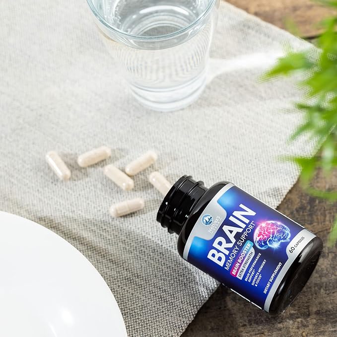 Brain Memory Supplement - 3X Strength Nootropics for Concentration, Clarity & Focus Support - Brain Health Cognitive Vitamins with Bacopa, Phosphatidylserine & DMAE, Brain Booster Pills, 60 Capsules