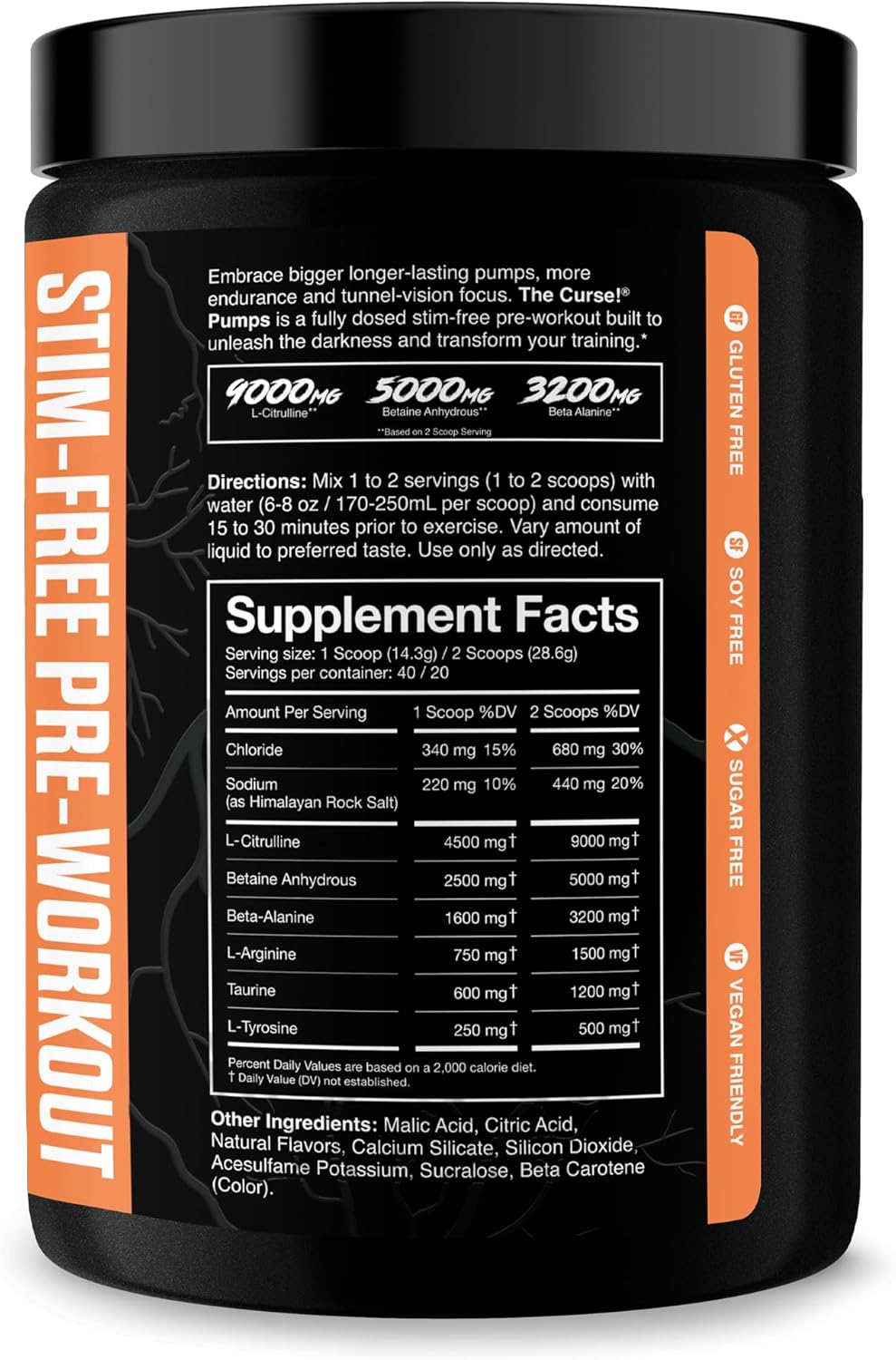 JNX SPORTS The Curse! Pump – Stim-Free Pre-Workout | Peach Mango 40 Serves | Caffeine-Free Pump Pre Workout, Non-Stim Nitric Oxide Preworkout for Men & Women