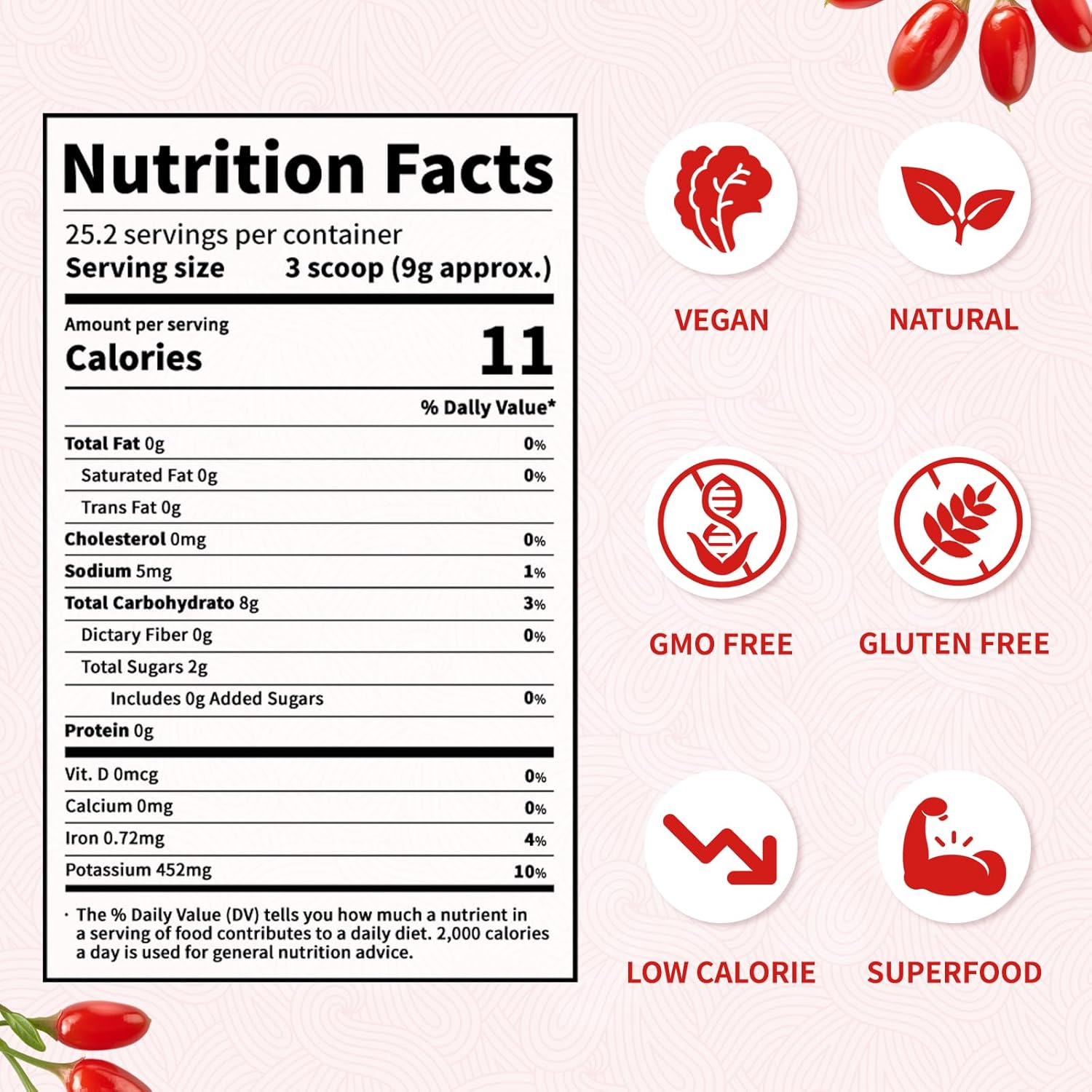 NutraBloom Goji Berry Powder 4 Ounce, Natural Freeze Dried Rich in Nutrients Vitamin Healthy Superfruit Boost Non-GMO & Vegan for Drinks, Snacks, & Beverages Smoothie