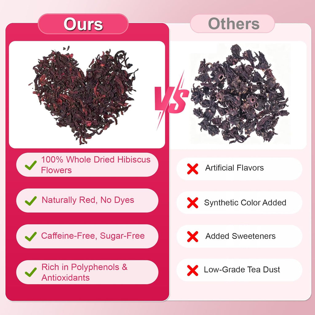 Hibiscus Tea Bags 2g x 60 Teabags | 100% Natural Hibiscus Immune & Antioxidants Support | Tart & Refreshing Herbal Tea | Caffeine-Free