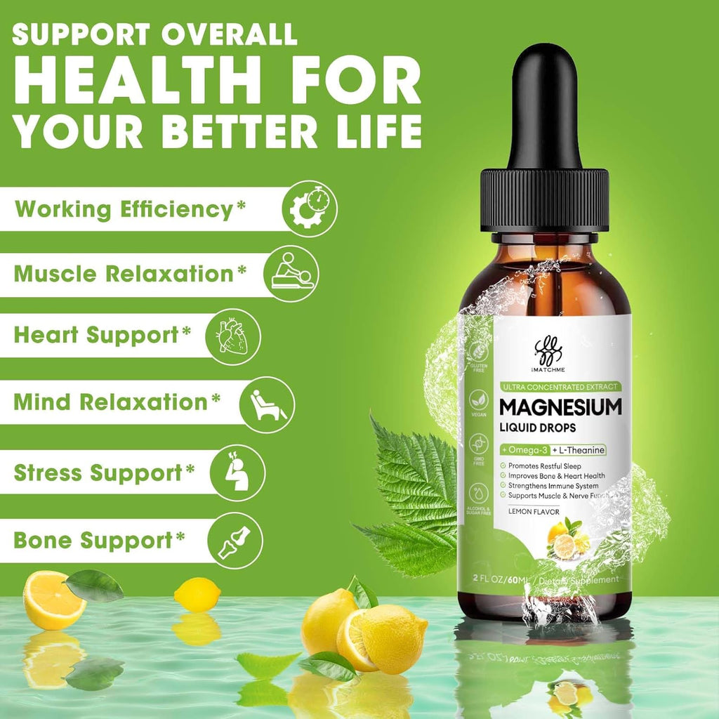 Magnesium Complex, Magnesium Glycinate, Oxide, Taurate and Citrate Liquid Drops, Lemon Flavor, 2 Fl Oz