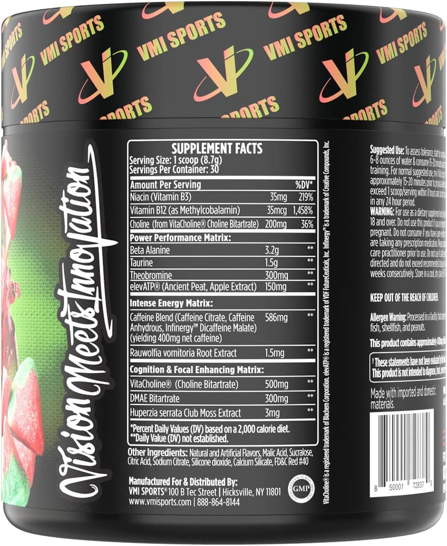 KXR Pre-Workout Energy Powder | Intense Energy Pre-Workout Drink for Men and Women| Creatine Free | Improves Performance - Enhanced Focus & Increased Endurance | 30 Servings (Sour Watermelon)