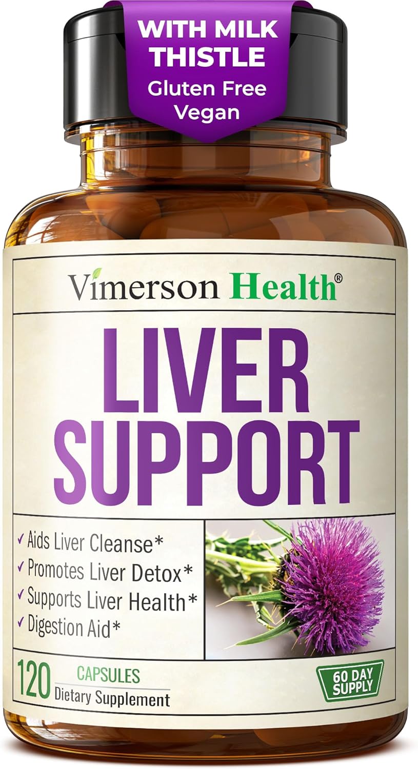 Liver Cleanse Detox & Repair Milk Thistle Supplement - 120 Capsules Herbal Liver Support - Choline, Artichoke Extract & Chicory - Dandelion Root Supplement to Promote Cellular Repair & Digestion