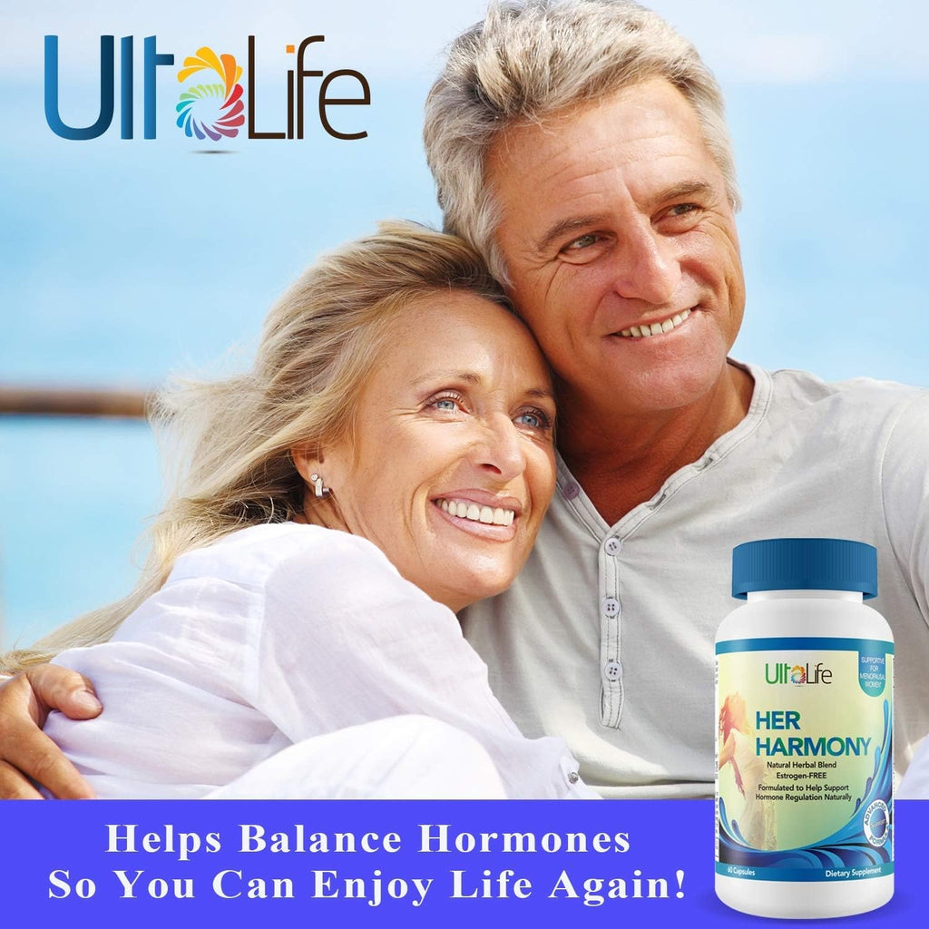 Her Harmony Menopause Supplements for Women - Hot Flashes Menopause Relief & Hormone Balance for Women - Contains Black Cohosh, Dong Quai, Red Clover & More - Estrogen Free - 120 Capsules