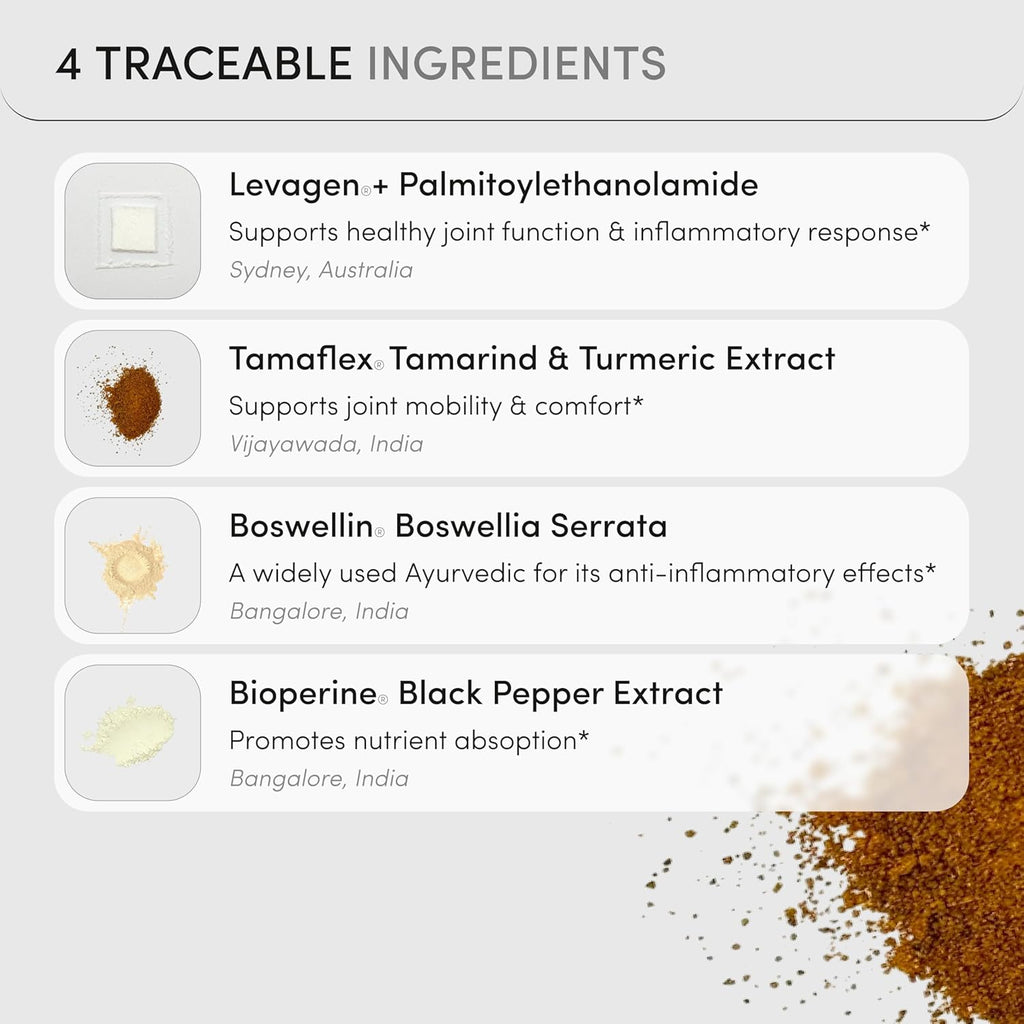 MOVE Fast Acting Joint Supplements | Tamaflex® Turmeric & Tamarind, Levagen®+ PEA Palmitoylethanolamide, Boswellia Serrata, Bioperine® Black Pepper Extract | Joint Support & Mobility | 60 Vegan Caps