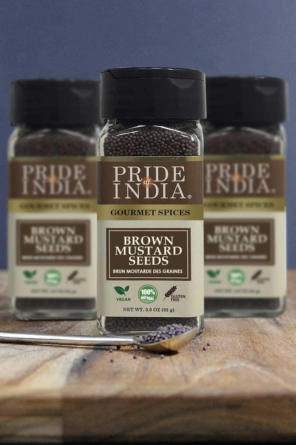 Pride of India – Brown Mustard Seed Whole – Gourmet Indian Spice – Hot & Spicy Flavor – Ideal seasoning for sauces/dips/spice blends – Easy to Use – 2.5 oz. Small Dual Sifter Bottle