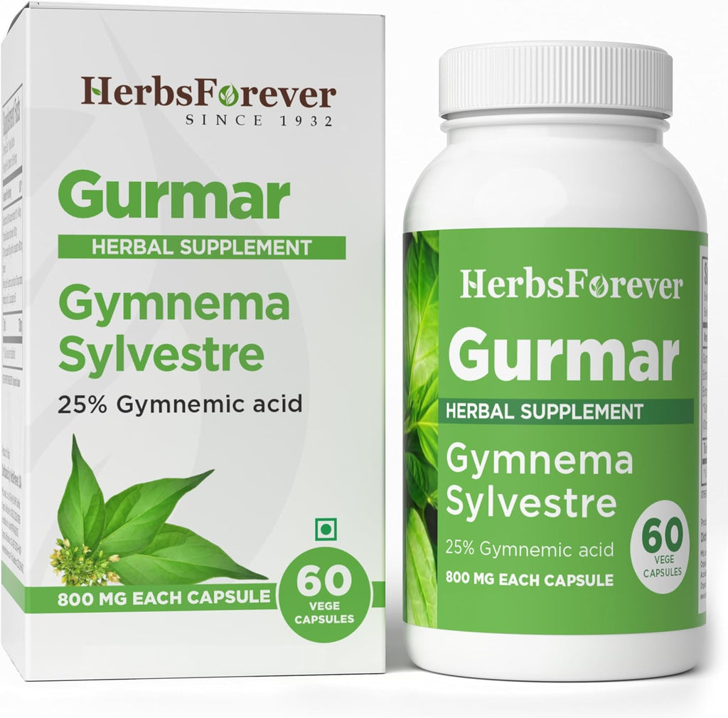 Gurmar Capsules | Gymnema Sylvestre Herbal Supplement | 7:1 Concentrated Extract | Supports Healthy Lifestyle | 60 Veg Capsules | Non-GMO & Vegan