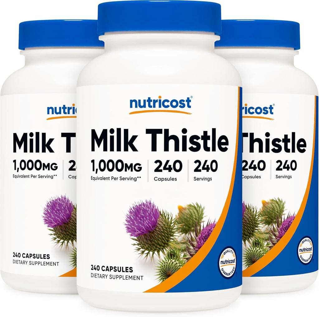 Nutricost Milk Thistle 1,000mg Equivalent, 240 Capsules (3 Pack) - 250mg of 4:1 Extract - Vegan, Non-GMO and Gluten Free