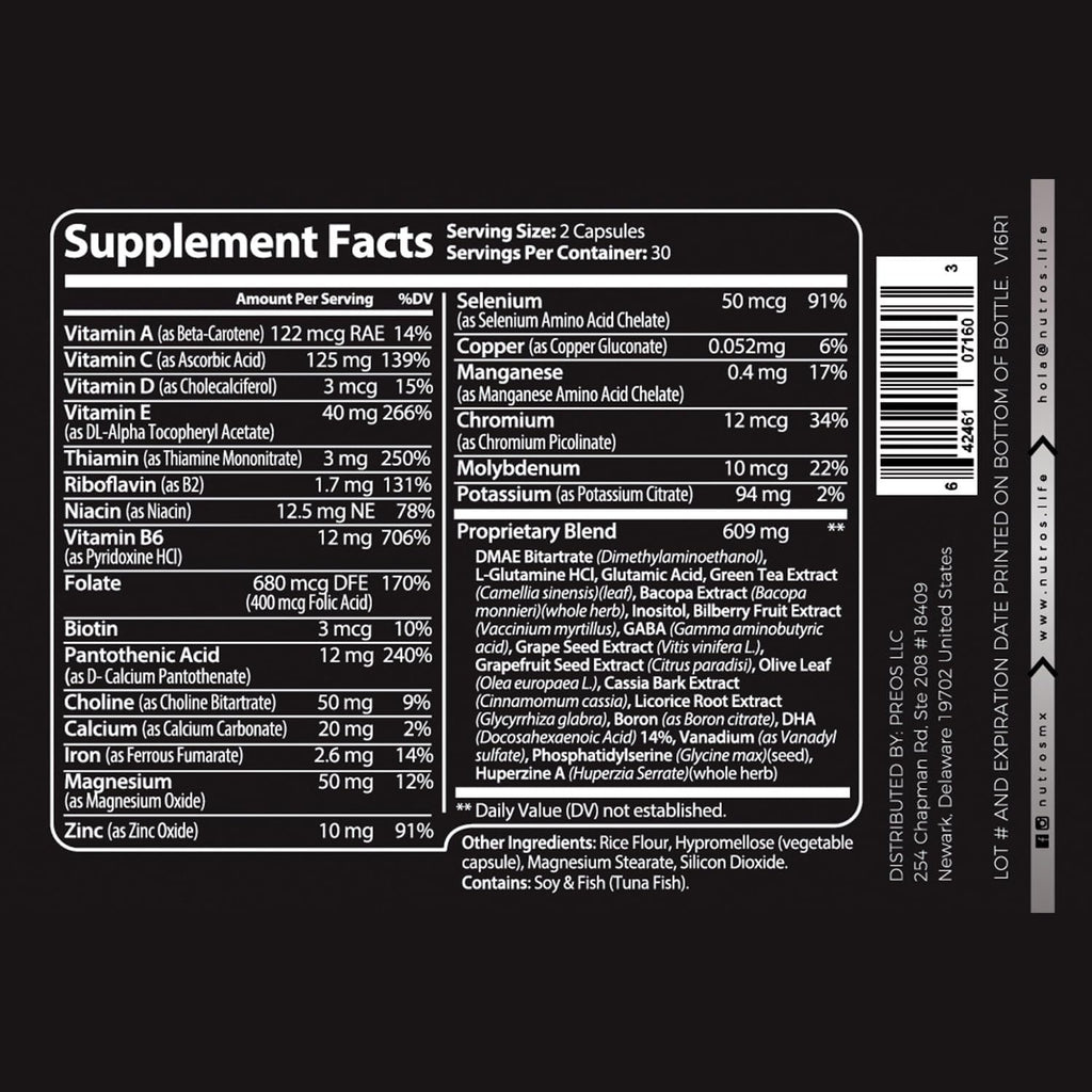 Neuro Boost | Nootropic - Supports Memory and Improves Mood and Mental Clarity | 60 Capsules