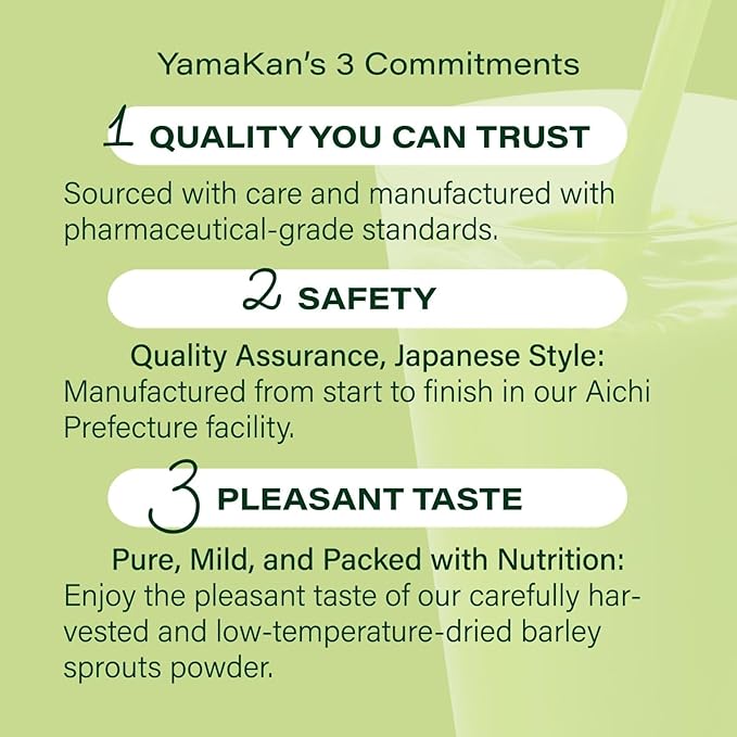 Yamamoto Kanpoh YAMAKAN Young Barley Grass Powder, Grass Juice for Gut Health & Vitality, Rich in Vitamins & Minerals for Women & Men, Super Greens Powder, Non GMO, Gluten-Free & Vegan, 44 Count