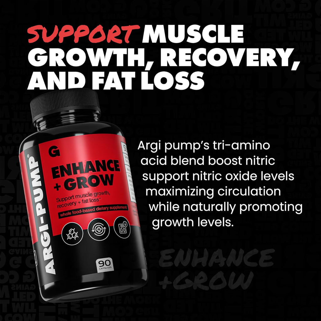 Gains in Bulk L Arginine Amino Acids Supplement for Nitric Oxide Support, Supplements for Men with L-Arginine, L Citrulline and L Ornithine, Muscle Pump, Energy and Heart Health Support, 90 Capsules