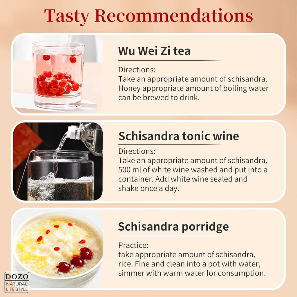 DOZO Schisandra Berry Dried Schisandra Chinensis 7.76oz/220g Schisandra Berry Tea Dried Omija Tea Whole Berries Dried Loose Berry Herbs Pure Natural Wu Wei Zi Caffeine Free 五味子