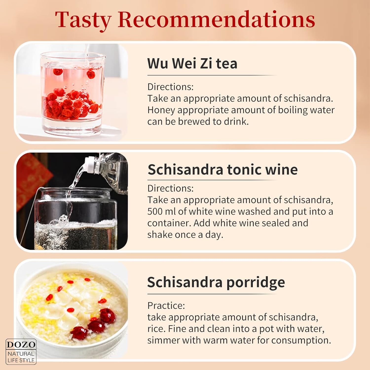 DOZO Schisandra Berry Dried Schisandra Chinensis 7.76oz/220g Schisandra Berry Tea Dried Omija Tea Whole Berries Dried Loose Berry Herbs Pure Natural Wu Wei Zi Caffeine Free 五味子