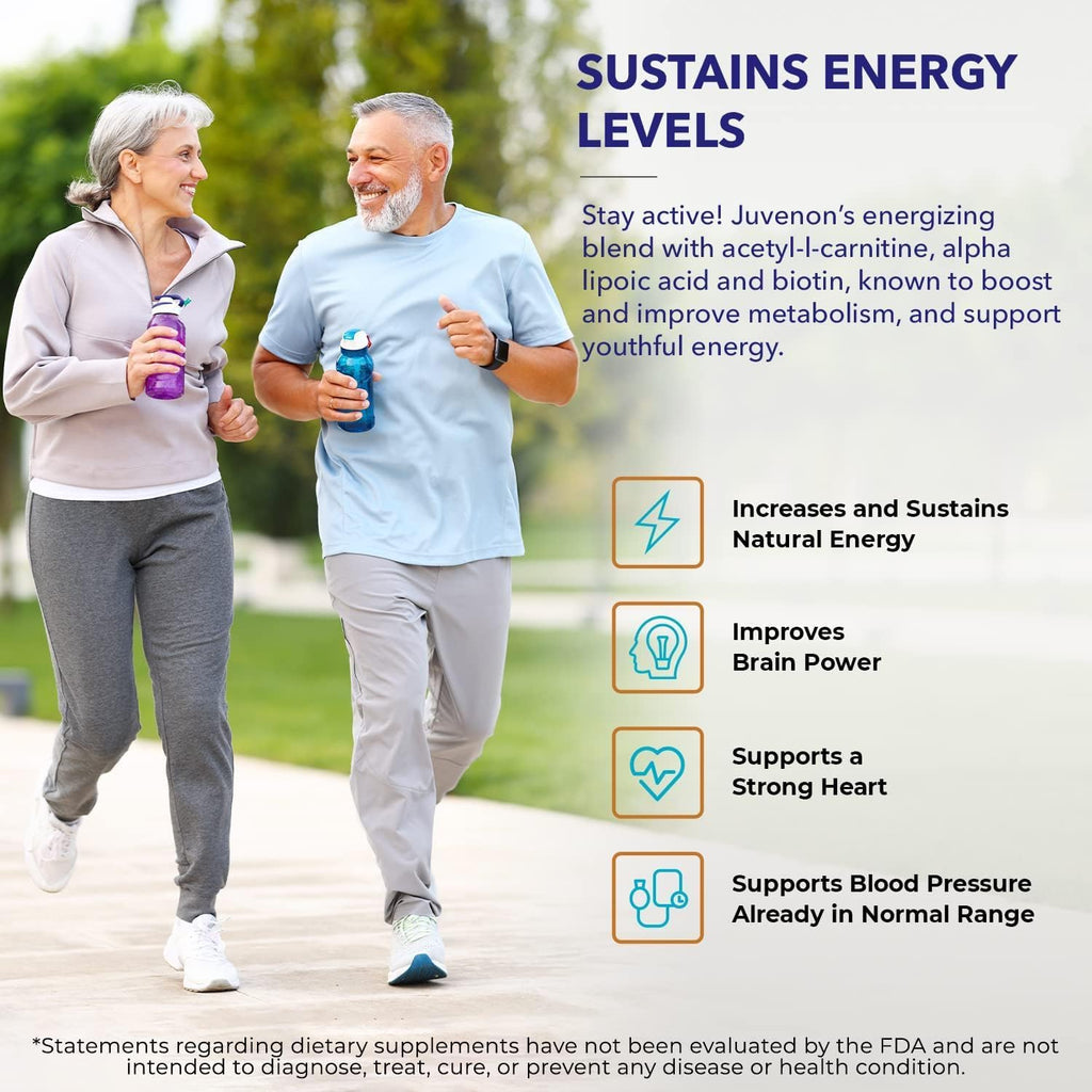Juvenon Cellular Health | Heart, Brain Supplement with Acetyl L-Carnitine and Biotin - Supports NAD+ Function, Energy Production, Mood, Revitalized Metabolism, Mental Focus & Clarity (90 Capsules)