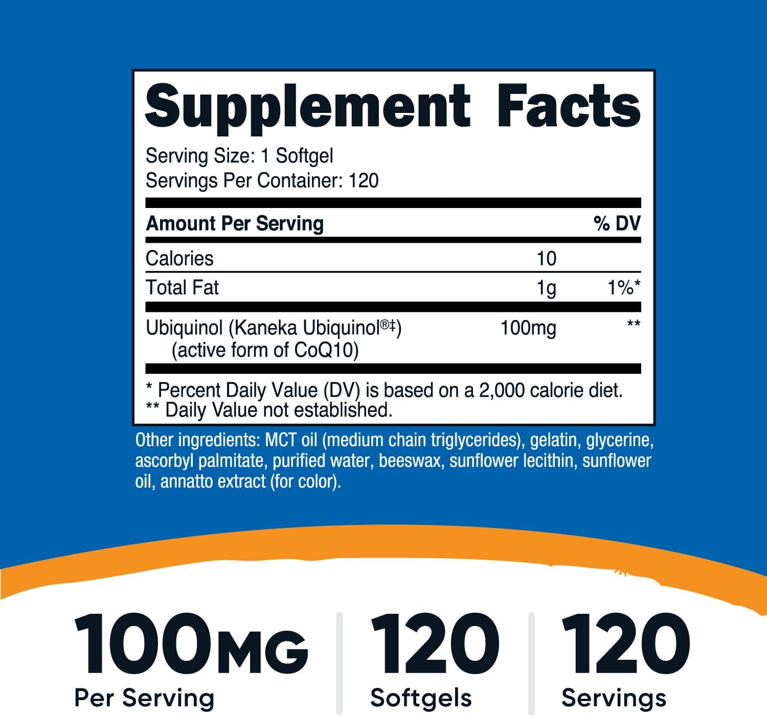 Nutricost Ubiquinol Softgels (120 Softgels | 100 mg Per Serving) - Superior Absorption Antioxidant | Active Form of CoQ10 - Gluten Free, Non-GMO