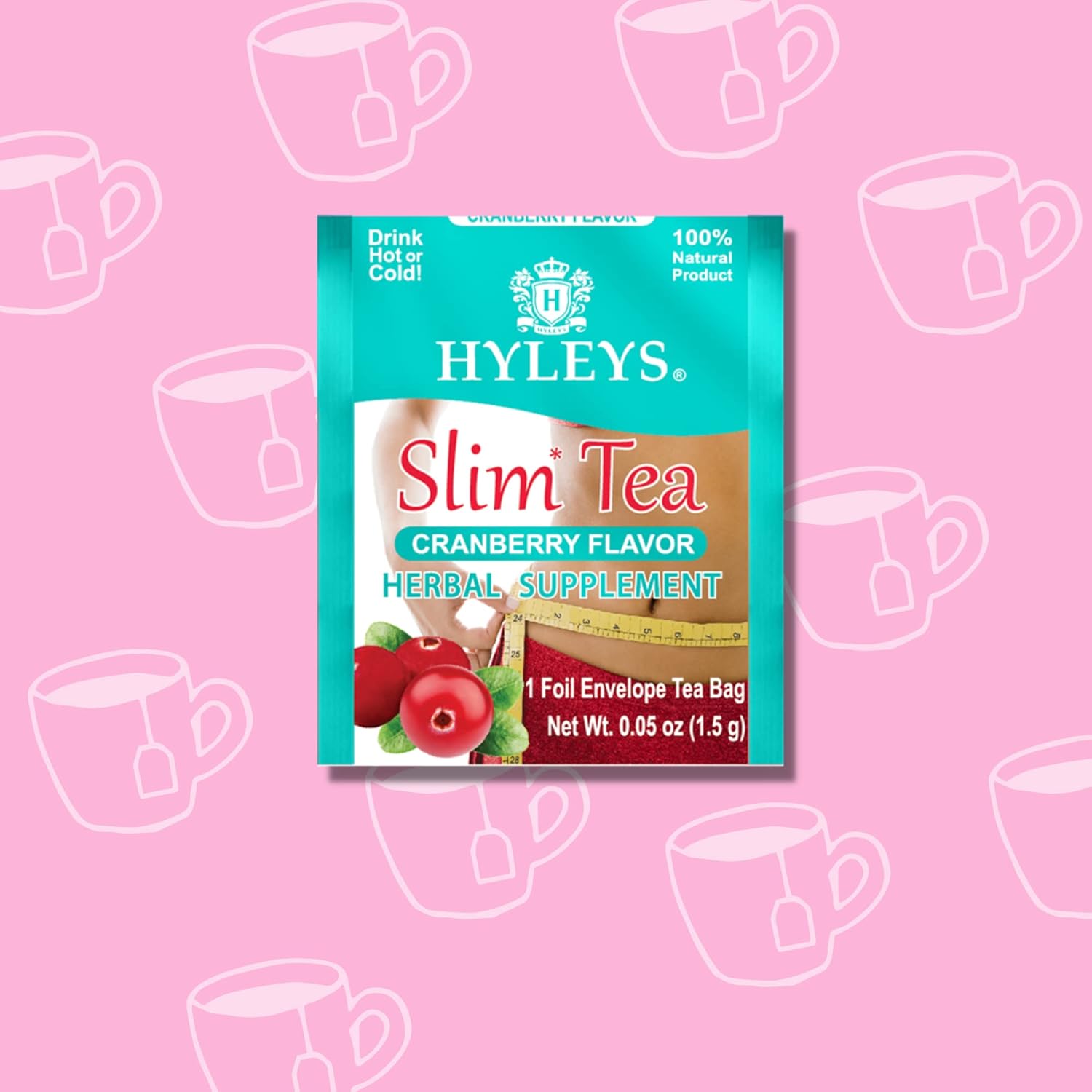 Hyleys Slim Tea Cranberry Flavor - Weight Loss Herbal Supplement Cleanse and Detox - 25 Tea Bags (6 Pack)