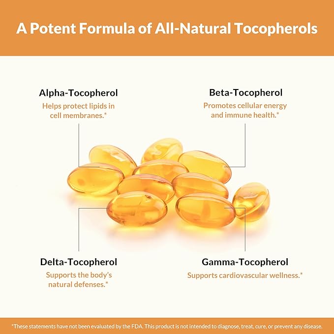 Natural Wellness Vitamin E 400 IU – Mixed Tocopherols Softgels for Antioxidant Support, Heart & Immune Health – Non-GMO Vitamin E Capsules for Skin & Wellness – 100 Count