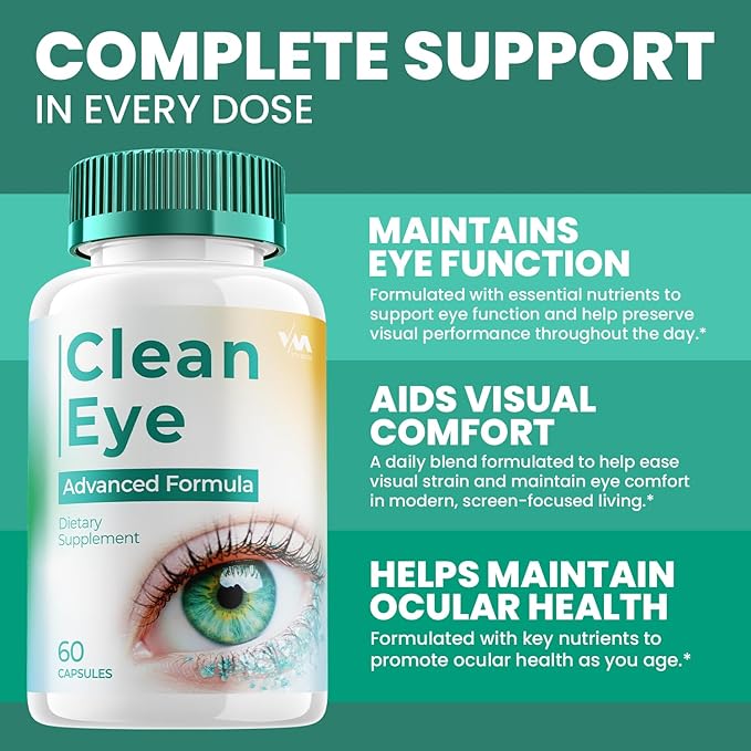 Vitamoon (1 Pack) Clean Eye Advanced Formula Pills, CleanEye Supplement, Overall Wellness, Maximum Strength (60 Capsules)
