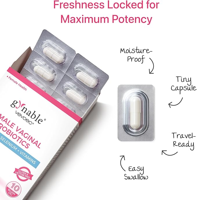 Gynable Vaginal Probiotics for Women,Female Probiotic for pH Balance with Lactobacillus 10 Billion CFU Probiotics Blend,Selenium-Vitamin D3,Promote Healthy Vaginal Odor & Vaginal Flora,90 Count