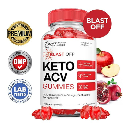 (5 Pack) Blast Off Keto ACV Gummies Advanced Formula 1000MG Blast Keto Gummies Apple Cider Vinegar Formulated with Pomegranate Beet Juice Powder B12 Vegan Non GMO 300 Gummys