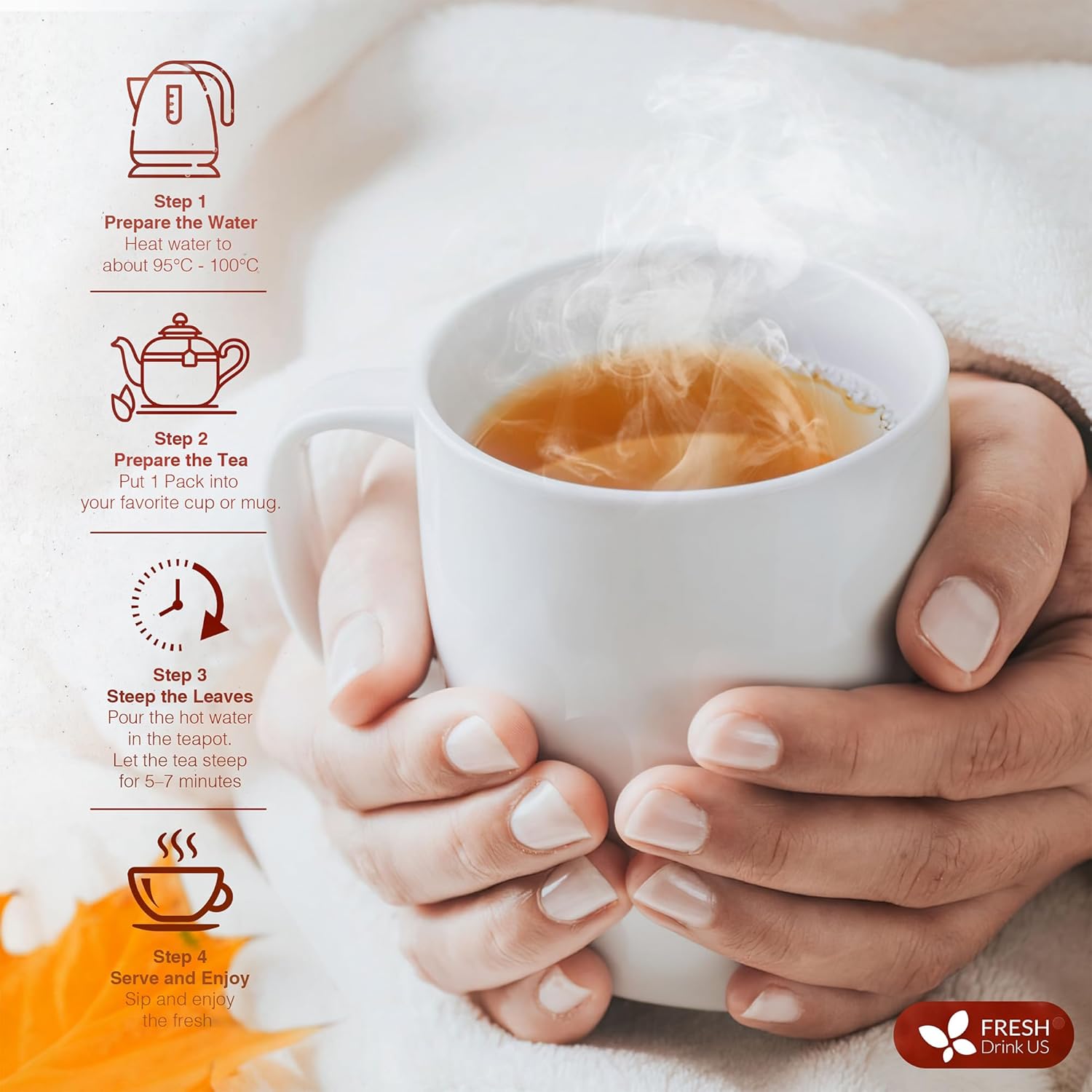 FreshDrinkUS, Premium Colon Cleanse Tea – 60 Tea Bags – Rhubarb Root & Hawthorn Berry with Senna, Lotus Leaf, Valerian Root & Psyllium Husk – Herbal Blend, Caffeine-Free. Vegan