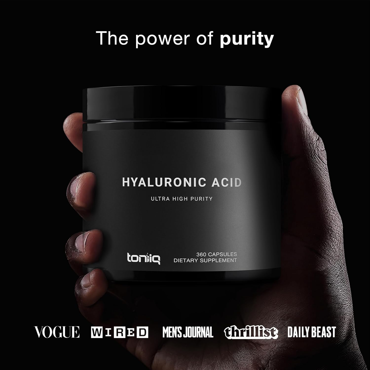 Hyaluronic Acid Supplements – Lab Tested 95% Ultra High Purity – Fermented and Bioavailable with Vitamin C – Third Party Lab Tested – 360 Capsules