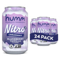 Humm Nitro Kombucha Blackberry Vanilla, Creamy Smooth Probiotic Drink with L-Theanine, Non-GMO, Vegan, Gluten Free, 12 fl oz (Pack of 24)